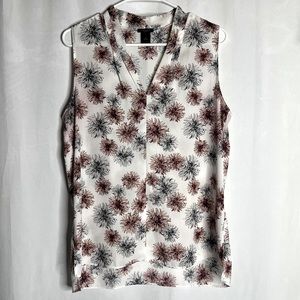Ann Taylor Sleeveless Lightweight Sheer Blouse Floral Print Size Medium